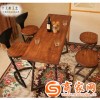 可定做星巴克桌椅美式实木餐桌复古咖啡桌餐厅桌子家用餐桌椅组合