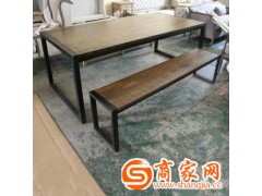 美式乡村北欧咖啡茶餐厅餐桌椅实木复古书桌子 铁艺办公桌休闲桌