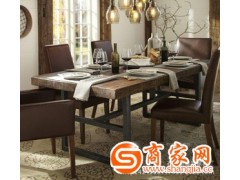 铁艺松木实木餐桌 欧式实木高档餐厅桌椅组合 饭店长餐桌可定做
