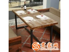 美式乡村餐厅餐桌实木 铁艺复古做旧饭桌子北欧小户型家用餐桌椅