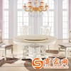 大理石餐桌椅组合欧式家用饭桌定制实木雕花象牙白圆桌一桌六椅