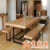 新美式乡村铁艺实木餐桌椅组合家用餐桌实木做旧桌椅可定做餐桌椅