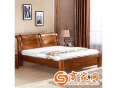 高端实木床 双人床1.8米床北美黑 胡桃木实床 精选中式实木家具