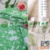 纯绿色绣花亚麻面料 高端床上用品亚麻面料  舒适透气