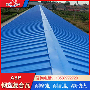 Asp钢塑耐腐板 山东威海屋顶钢塑瓦 防腐彩瓦用于钢结构厂房